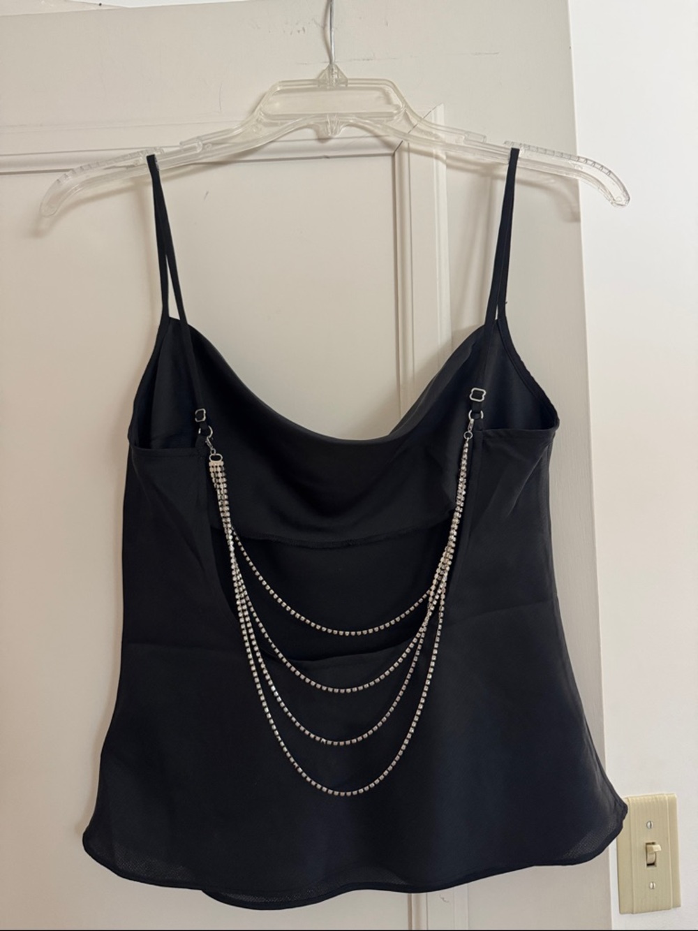 Express Classic Black Cowl Neck Embellished Diamond Back Camisole Tank SZ XS